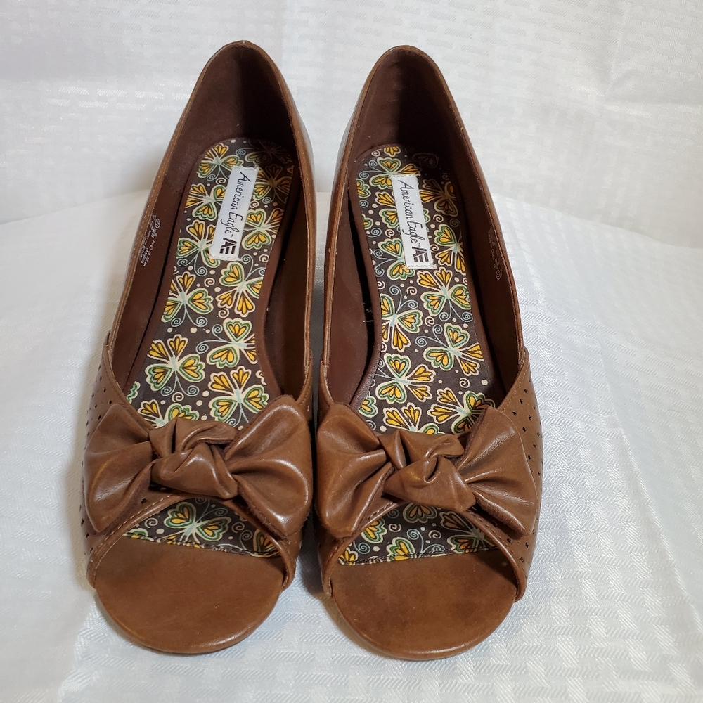 Peep Toe Brown Flat Sandals Sz 12M